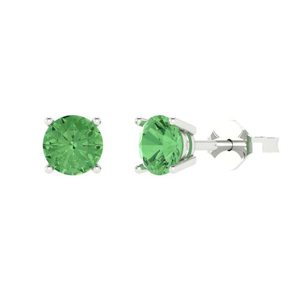 2cttw Round Cut Simulated Green Diamond Gold-Plated 925 Silver Push Back Stud Earrings