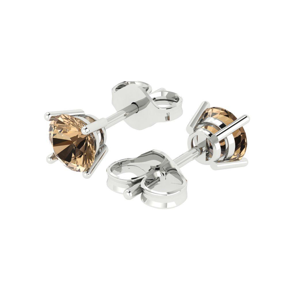 2cttw Round Cut Simulated Champagne Diamond Gold-Plated 925 Silver Push Back Stud Earrings