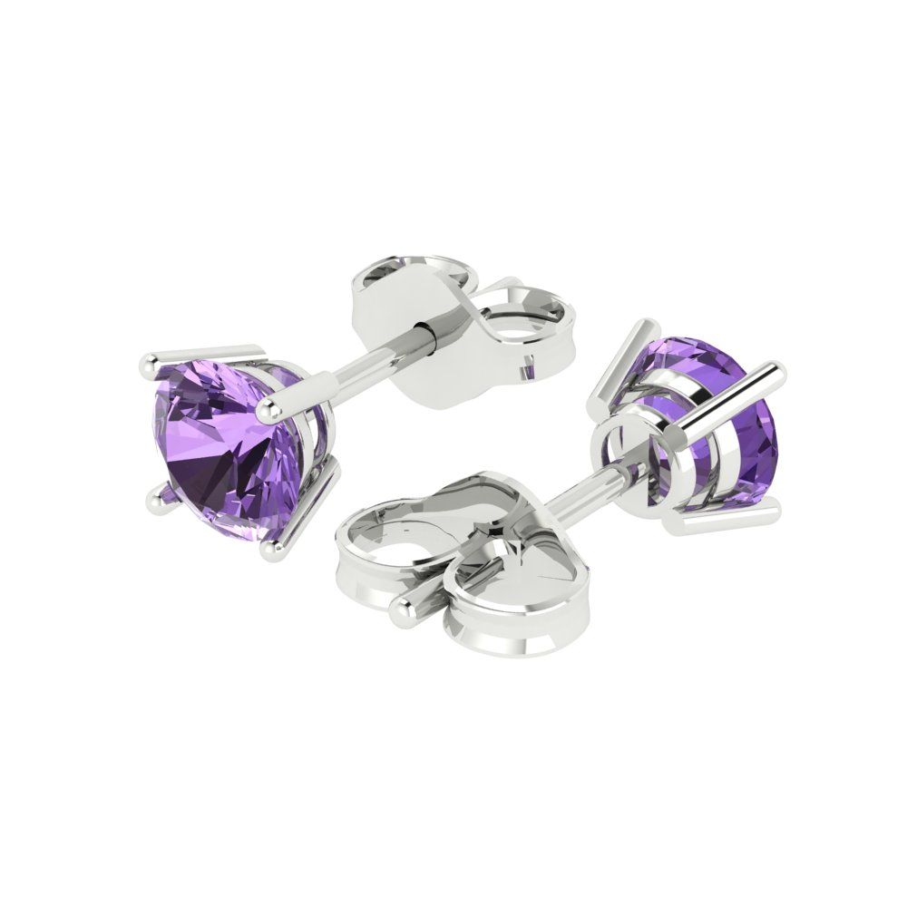 2cttw Round Cut Simulated Alexandrite Gold-Plated 925 Silver Push Back Stud Earrings