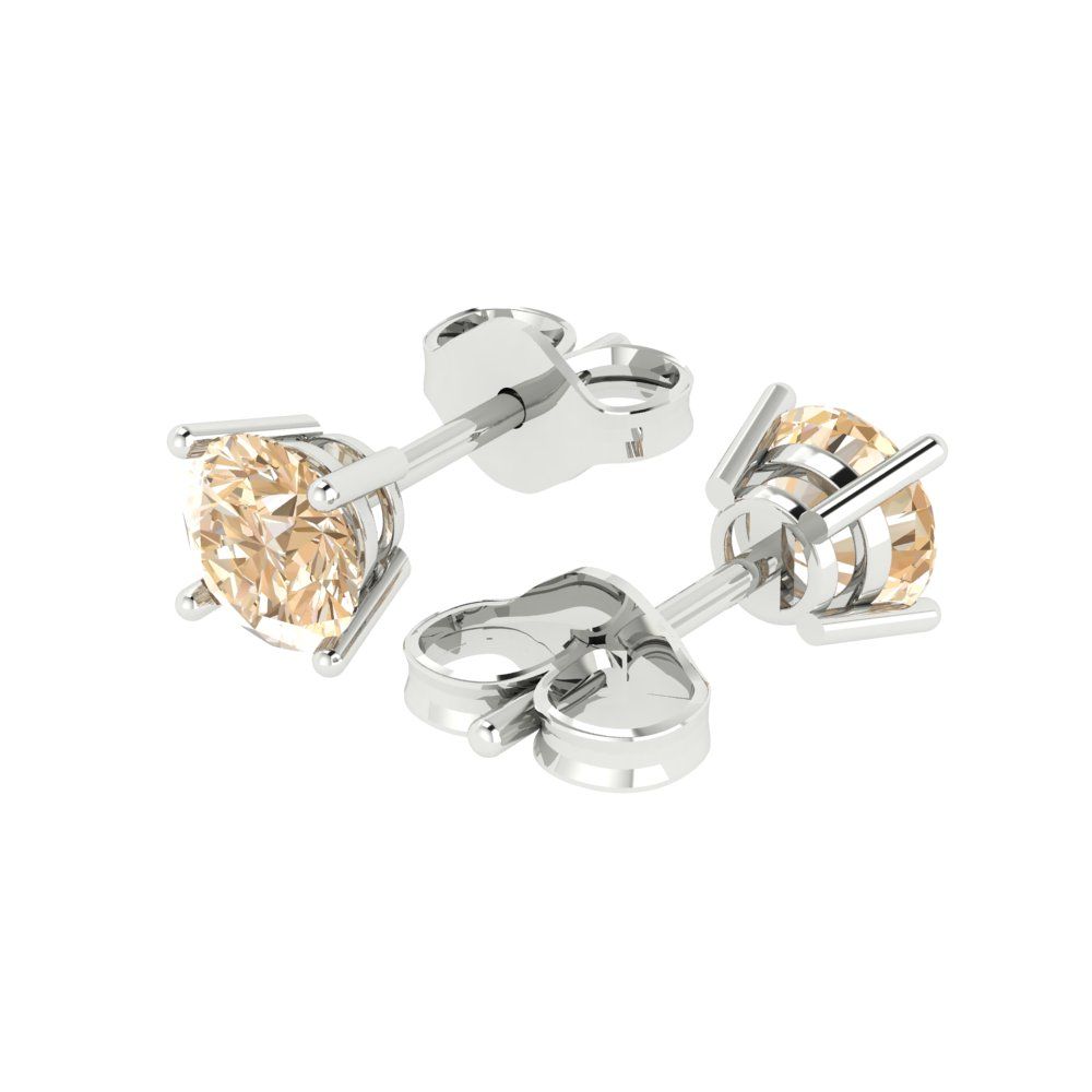 2cttw Round Cut Natural Morganite Gold-Plated 925 Silver Push Back Stud Earrings