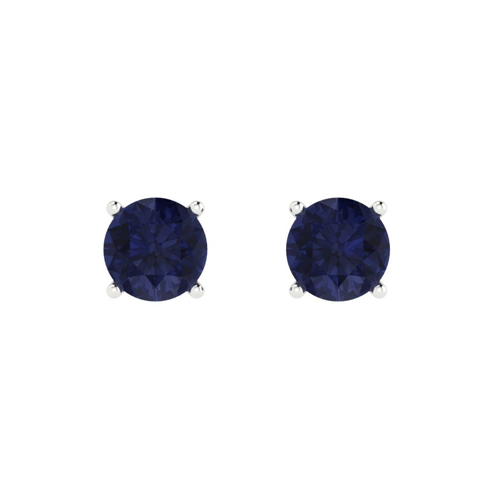 2cttw Round Cut Simulated Blue Sapphire Gold-Plated 925 Silver Push Back Stud Earrings