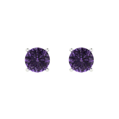 2 ctw Alexandrite Studs Earrings | 6.5mm Round Cut White Gold Push Back | June Birthstone