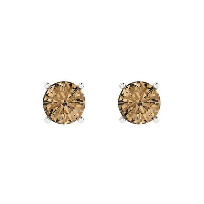 2cttw Round Cut Simulated Champagne Diamond Gold-Plated 925 Silver Push Back Stud Earrings