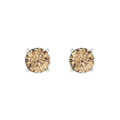 2 ctw Yellow Moissanite Studs Earrings | 6.5mm Round Cut White Gold Push Back | April Birthstone