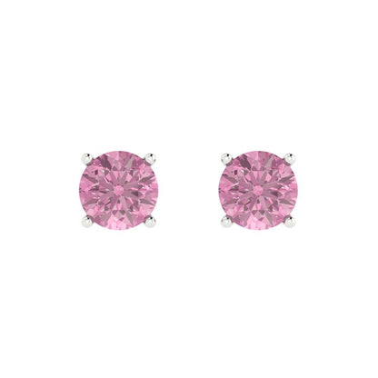 2cttw Round Cut Simulated Pink Diamond Gold-Plated 925 Silver Push Back Stud Earrings