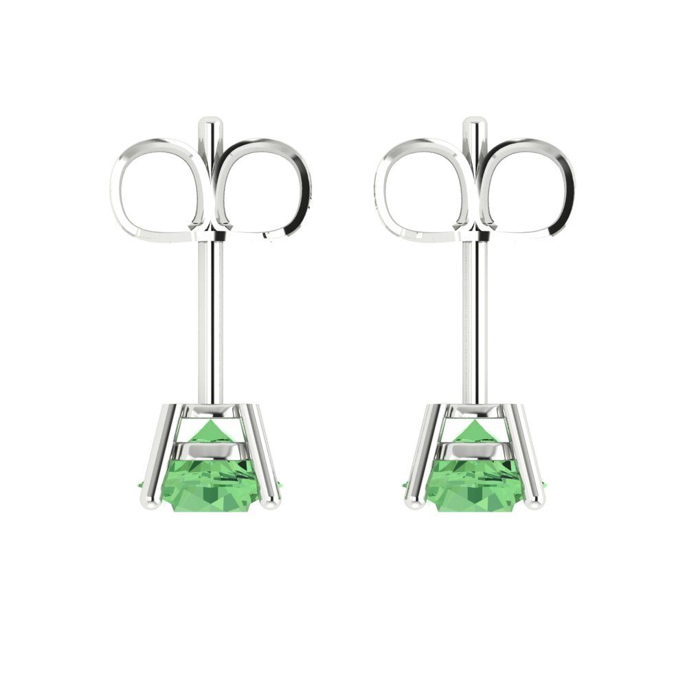 2cttw Round Cut Simulated Green Diamond Gold-Plated 925 Silver Push Back Stud Earrings