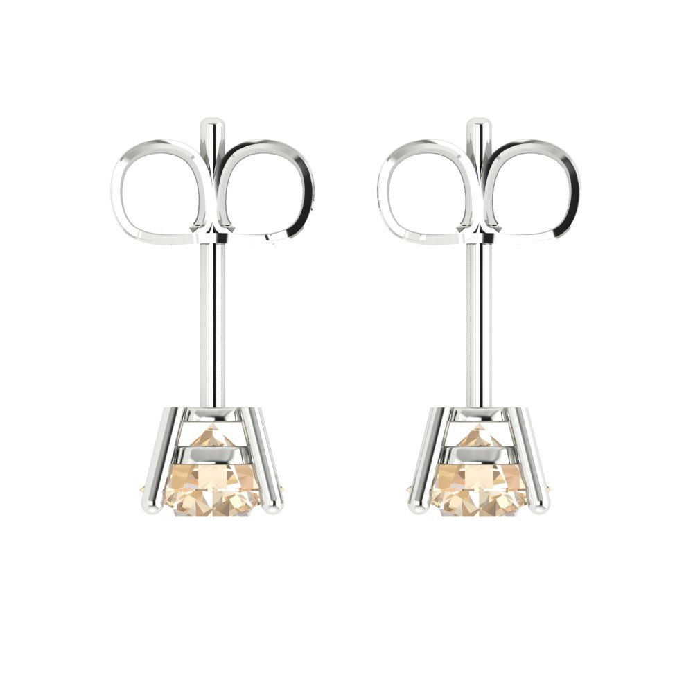 2cttw Round Cut Natural Morganite Gold-Plated 925 Silver Push Back Stud Earrings