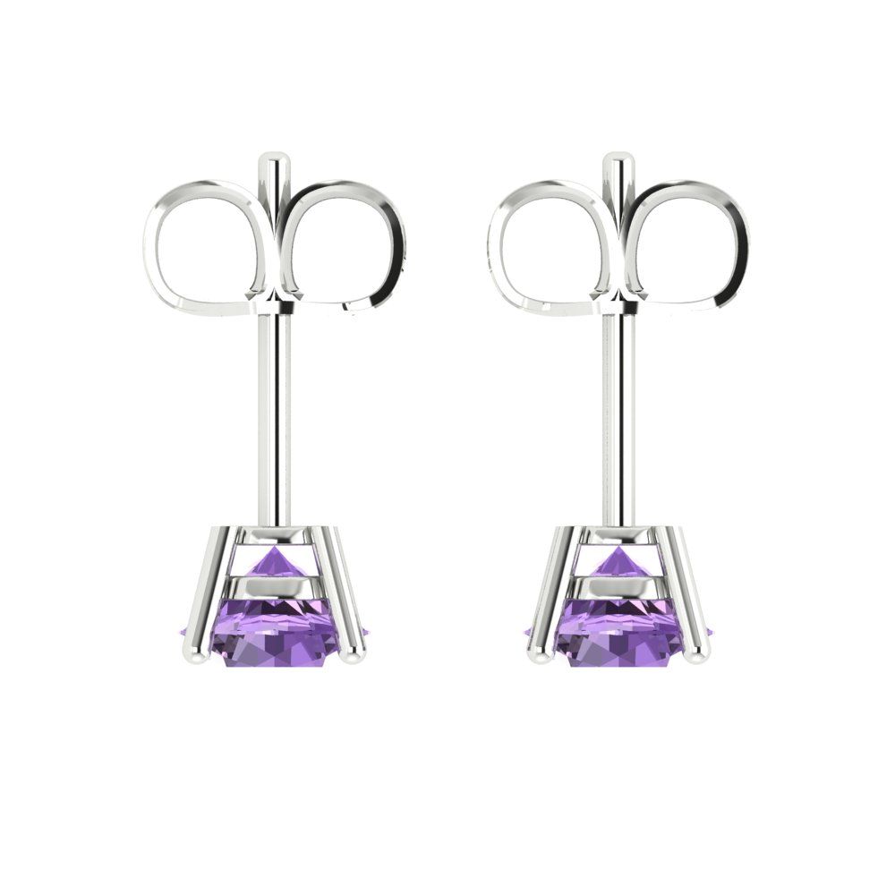 2 ctw Alexandrite Studs Earrings | 6.5mm Round Cut White Gold Push Back | June Birthstone