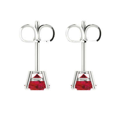 2 ctw Pink Tourmaline Studs Earrings | 6.5mm Round Cut White Gold Push Back | April Birthstone