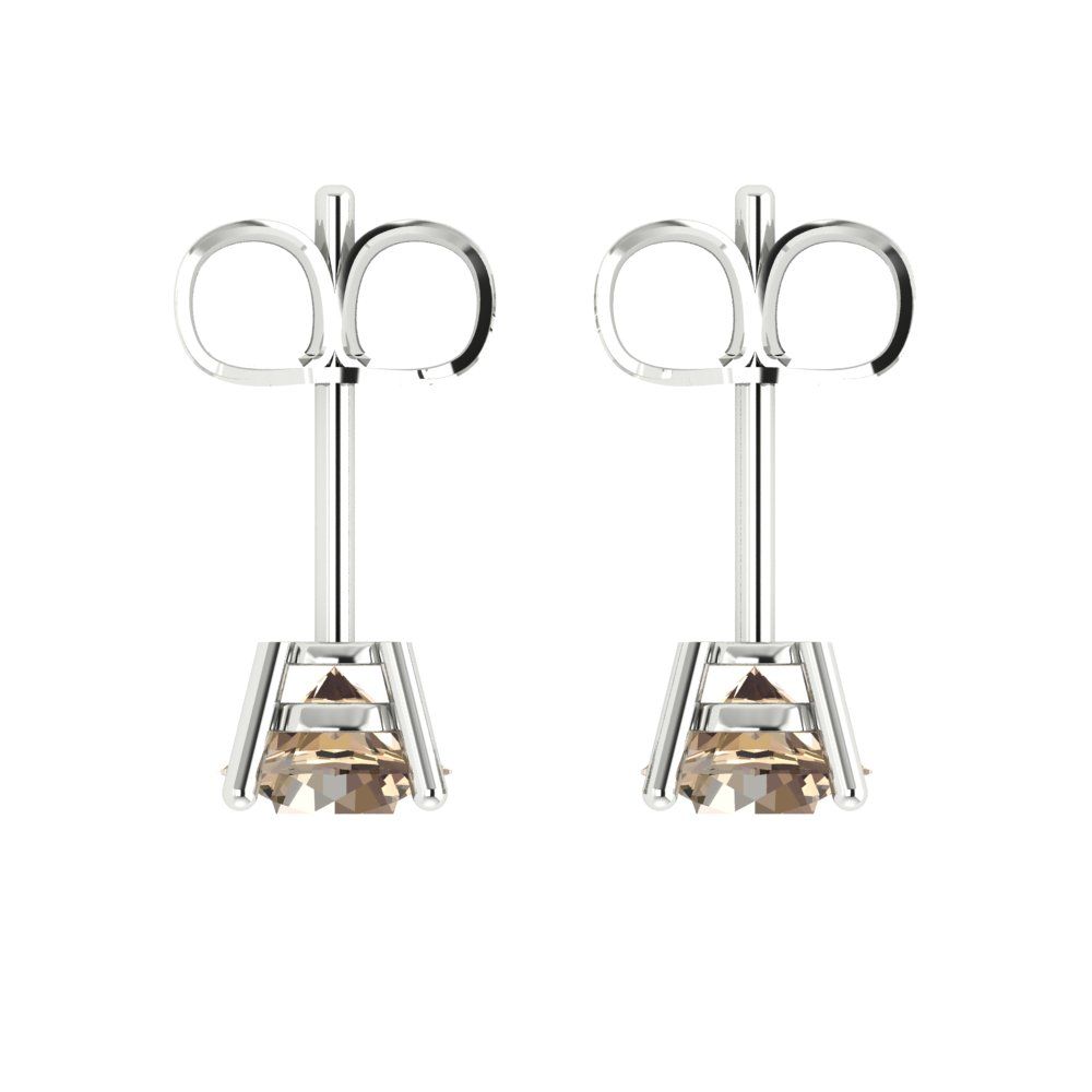 2 ctw Yellow Moissanite Studs Earrings | 6.5mm Round Cut White Gold Push Back | April Birthstone