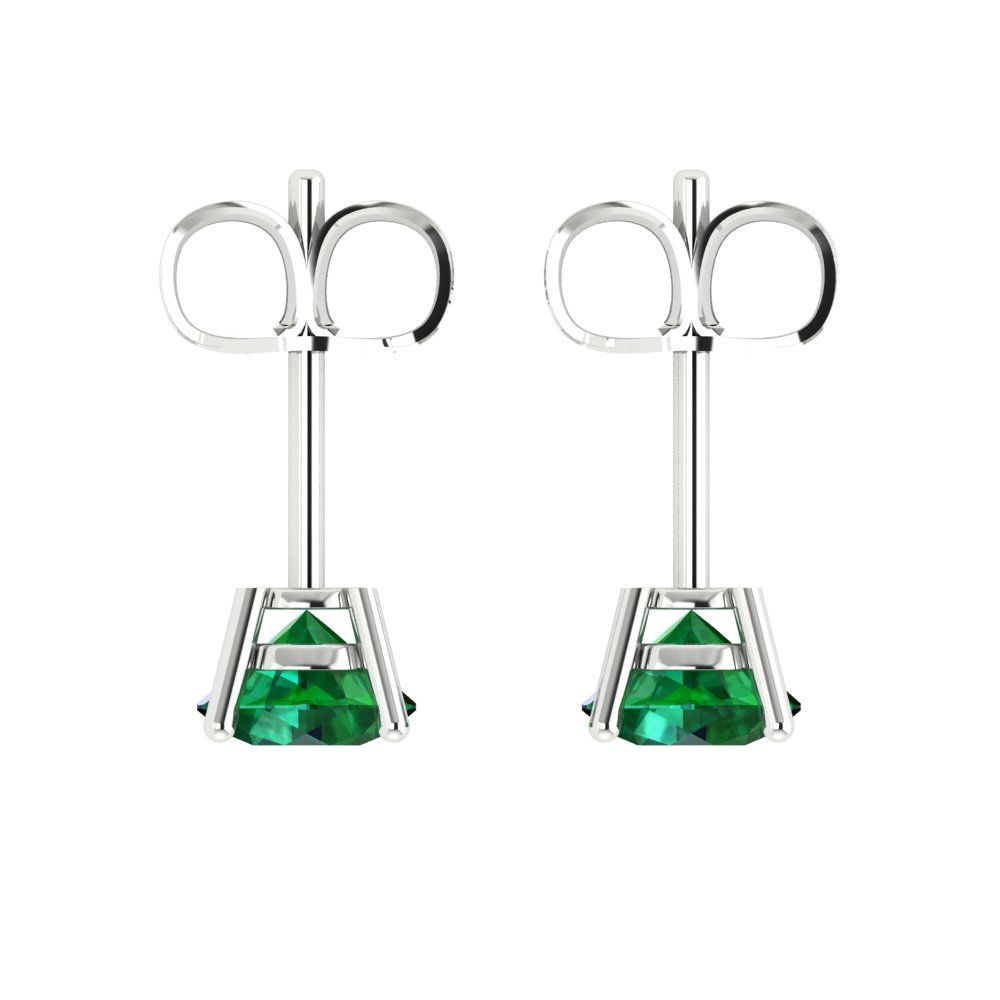 2cttw Round Cut Simulated Emerald Gold-Plated 925 Silver Push Back Stud Earrings