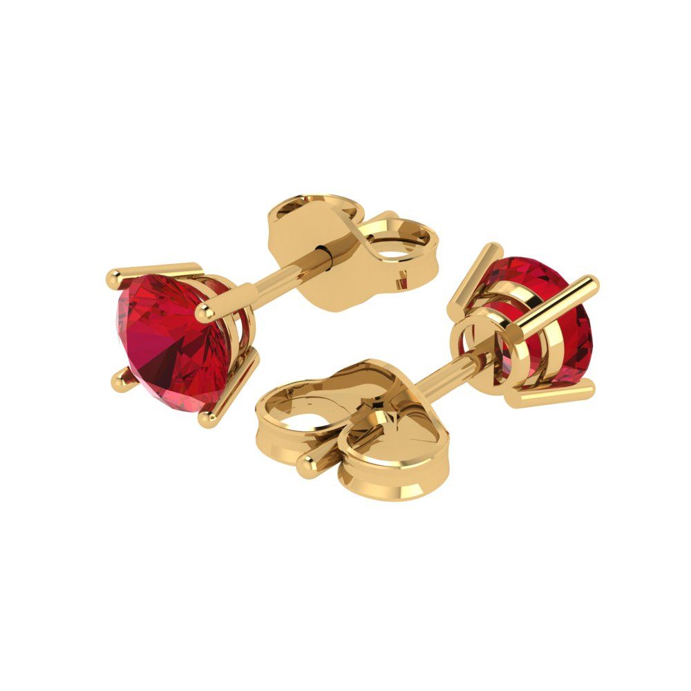 2 ctw Pink Tourmaline Studs Earrings | 6.5mm Round Cut White Gold Push Back | April Birthstone