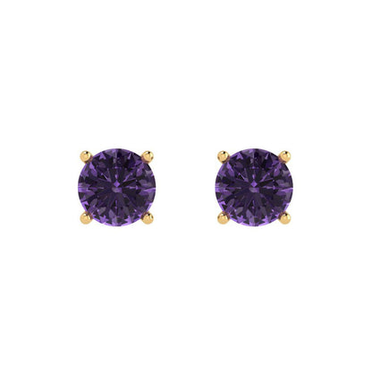 2cttw Round Cut Simulated Alexandrite Gold-Plated 925 Silver Push Back Stud Earrings