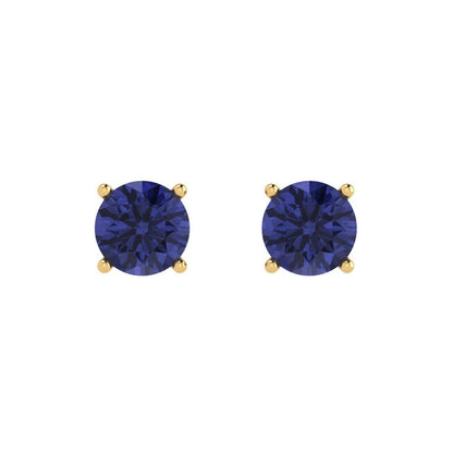 2 ctw Tanzanite Studs Earrings | 6.5mm Round Cut White Gold Push Back | December Birthstone