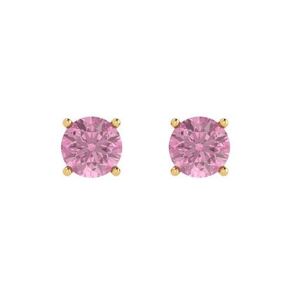 2cttw Round Cut Simulated Pink Diamond Gold-Plated 925 Silver Push Back Stud Earrings