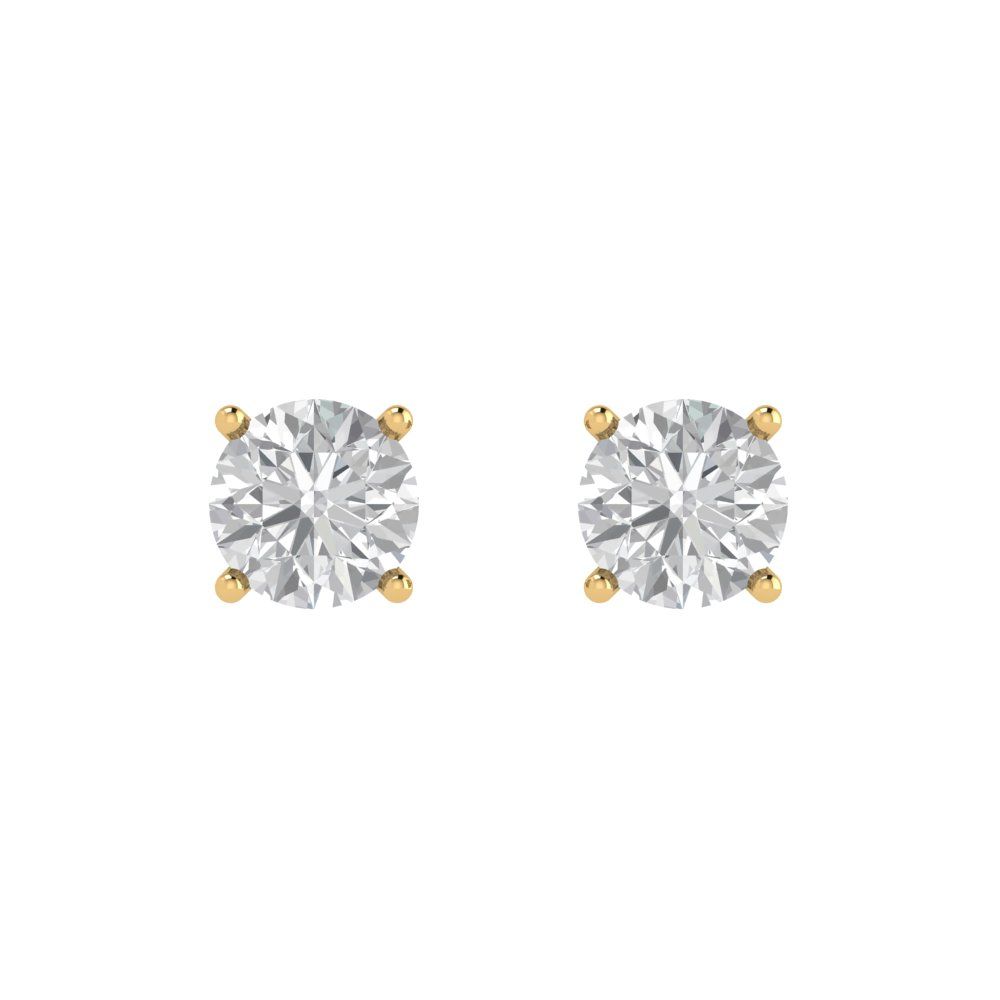 2cttw Round Cut White Sapphire Gold-Plated 925 Silver Push Back Stud Earrings
