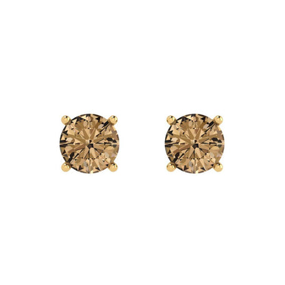 2cttw Round Cut Simulated Champagne Diamond Gold-Plated 925 Silver Push Back Stud Earrings