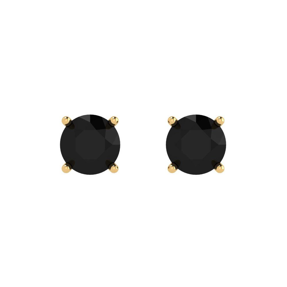 2 ctw Onyx Studs Earrings | 6.5mm Round Cut White Gold Push Back | July Birthstone