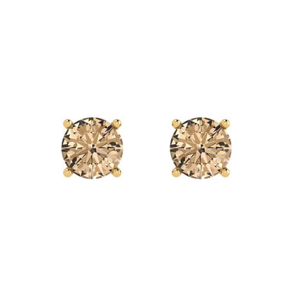 2 ctw Yellow Moissanite Studs Earrings | 6.5mm Round Cut White Gold Push Back | April Birthstone