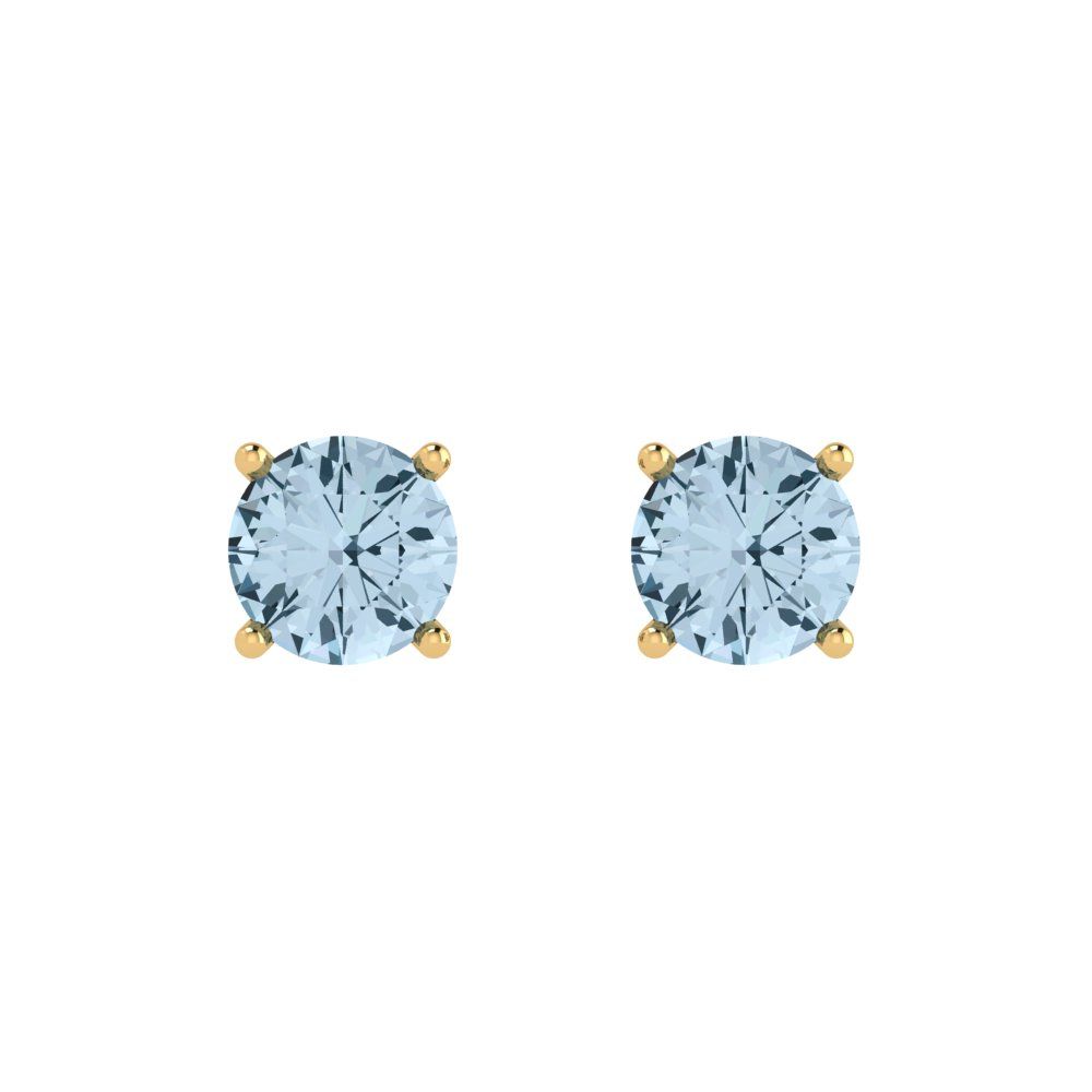 2cttw Round Cut Simulated Blue Diamond Gold-Plated 925 Silver Push Back Stud Earrings