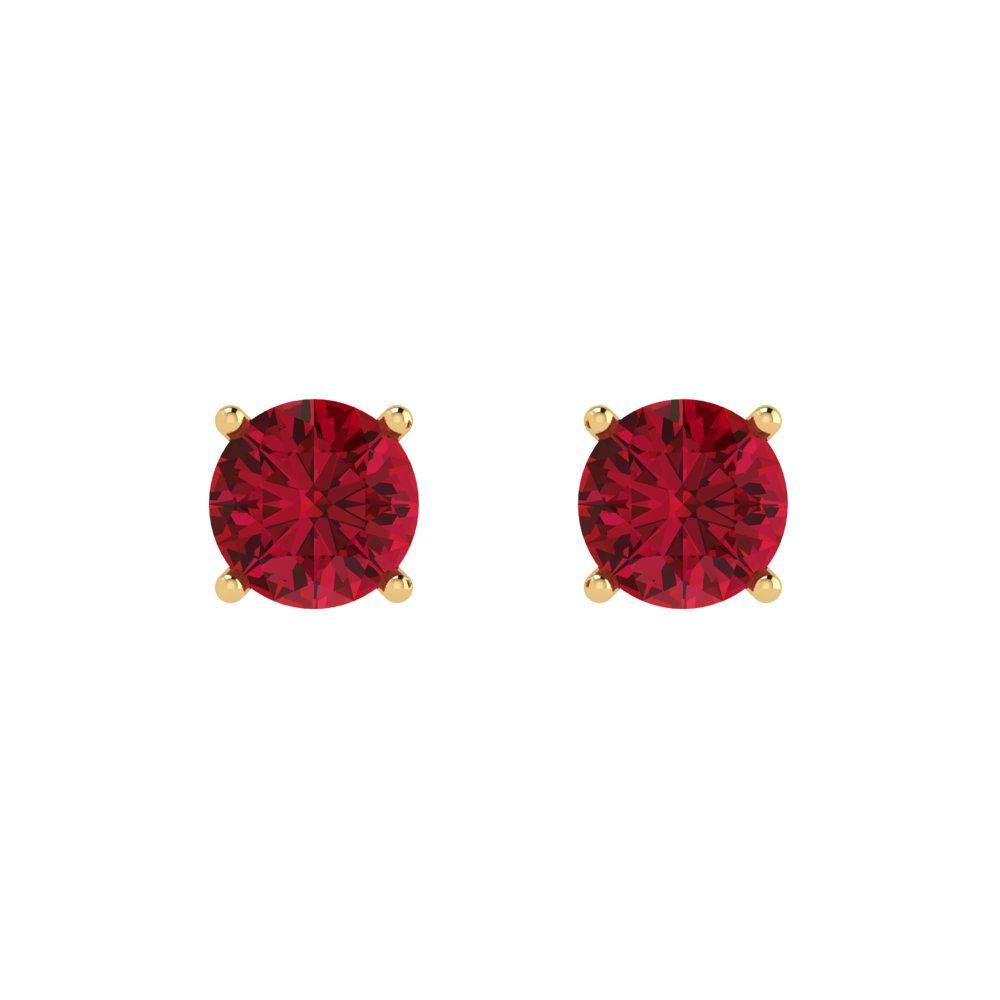 2 ctw Pink Tourmaline Studs Earrings | 6.5mm Round Cut White Gold Push Back | April Birthstone