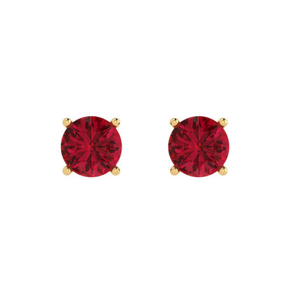 2 ctw Pink Tourmaline Studs Earrings | 6.5mm Round Cut White Gold Push Back | April Birthstone