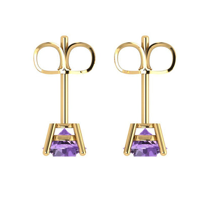 2cttw Round Cut Simulated Alexandrite Gold-Plated 925 Silver Push Back Stud Earrings
