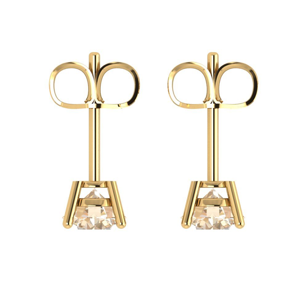 2 ctw Morganite Studs Earrings | 6.5mm Round Cut White Gold Push Back | February Birthstone