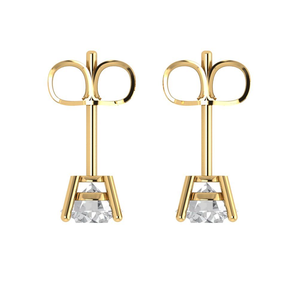 2cttw Round Cut Moissanite Gold-Plated 925 Silver Push Back Stud Earrings