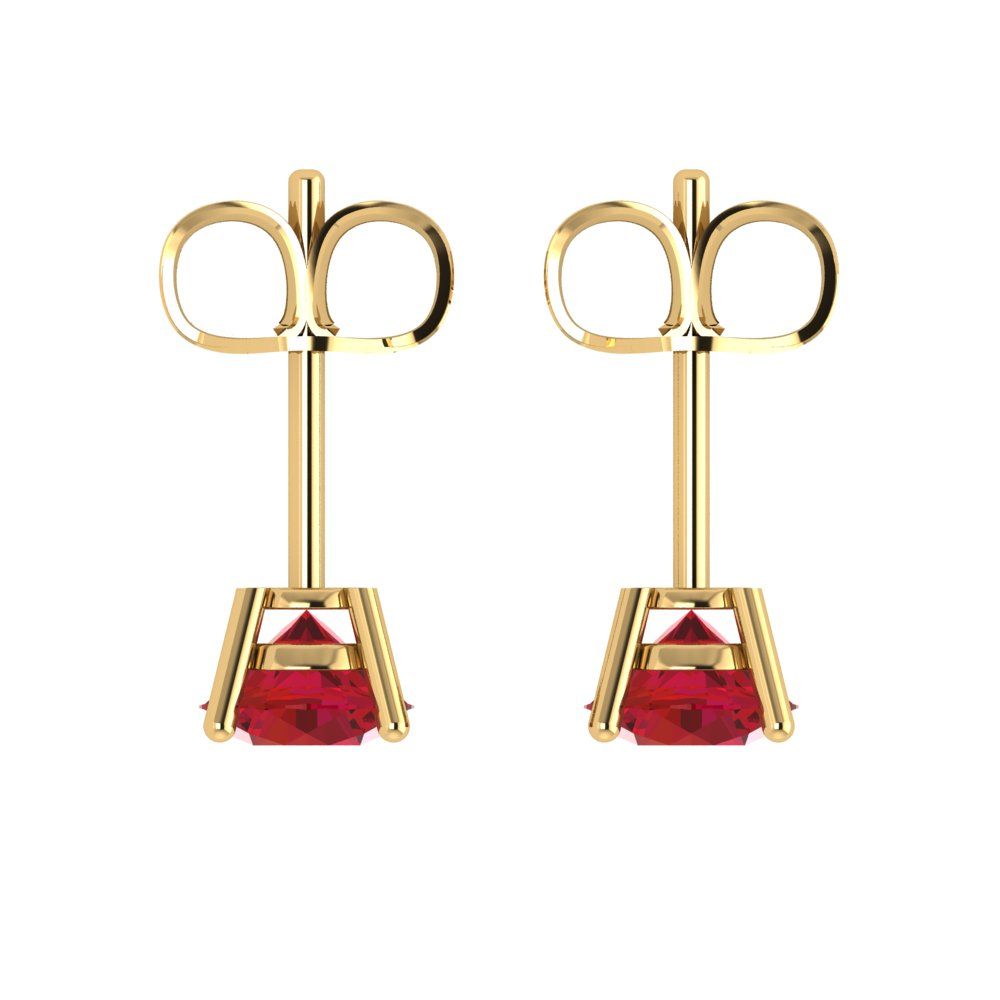 2 ctw Ruby Studs Earrings | 6.5mm Round Cut White Gold Push Back | July Birthstone