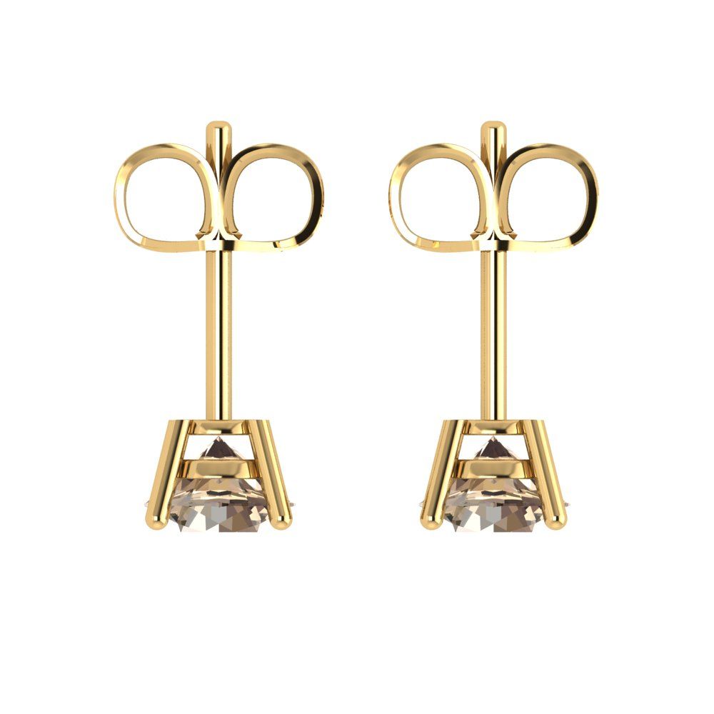 2 ctw Yellow Moissanite Studs Earrings | 6.5mm Round Cut White Gold Push Back | April Birthstone