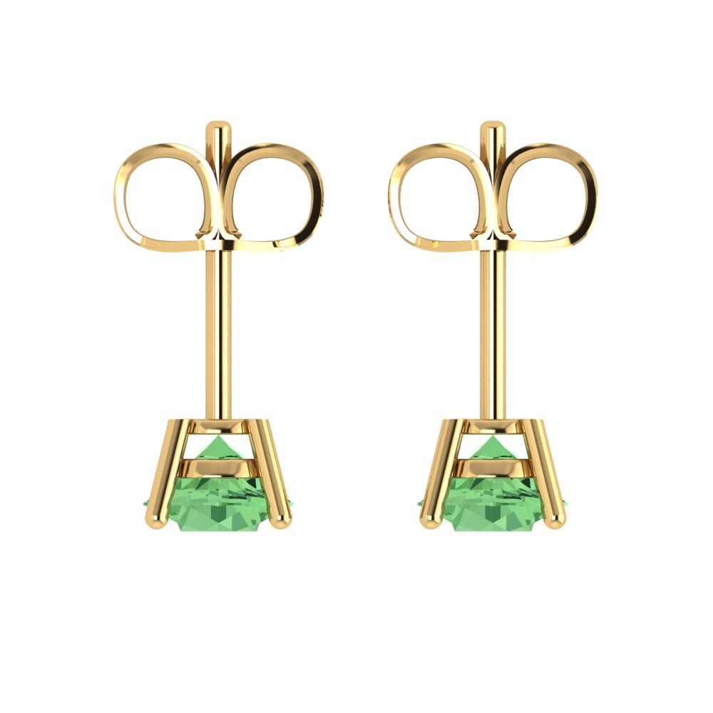 2cttw Round Cut Simulated Green Diamond Gold-Plated 925 Silver Push Back Stud Earrings
