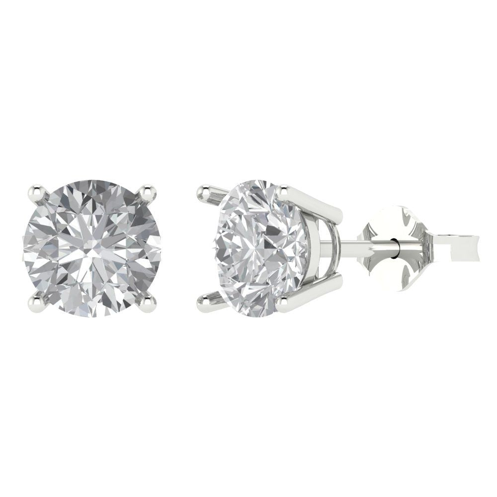 4cttw Round Cut Moissanite Gold-Plated 925 Silver Push Back Stud Earrings