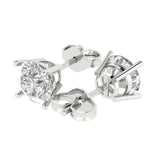 4 ct Brilliant Round Cut Solitaire Studs Moissanite Stone White Gold Earrings Push Back