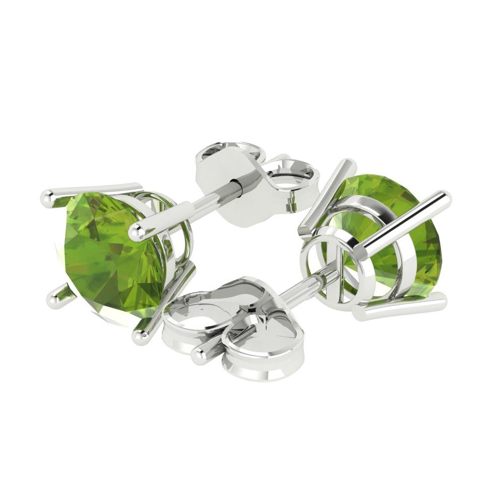 4 ctw Peridot Studs Earrings | 8.0mm Round Cut White Gold Push Back | August Birthstone