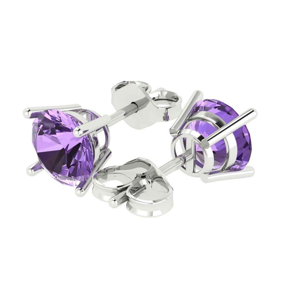 4 ctw Alexandrite Studs Earrings | 8.0mm Round Cut White Gold Push Back | June Birthstone