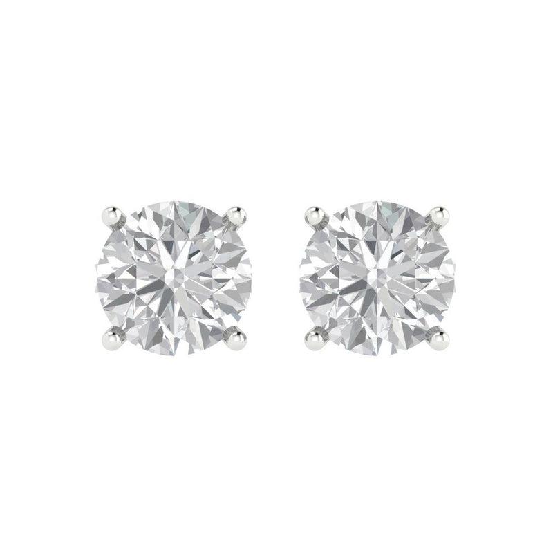 4 ct Brilliant Round Cut Solitaire Studs Moissanite Stone White Gold Earrings Push Back