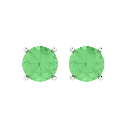 4cttw Round Cut Simulated Green Diamond Gold-Plated 925 Silver Push Back Stud Earrings