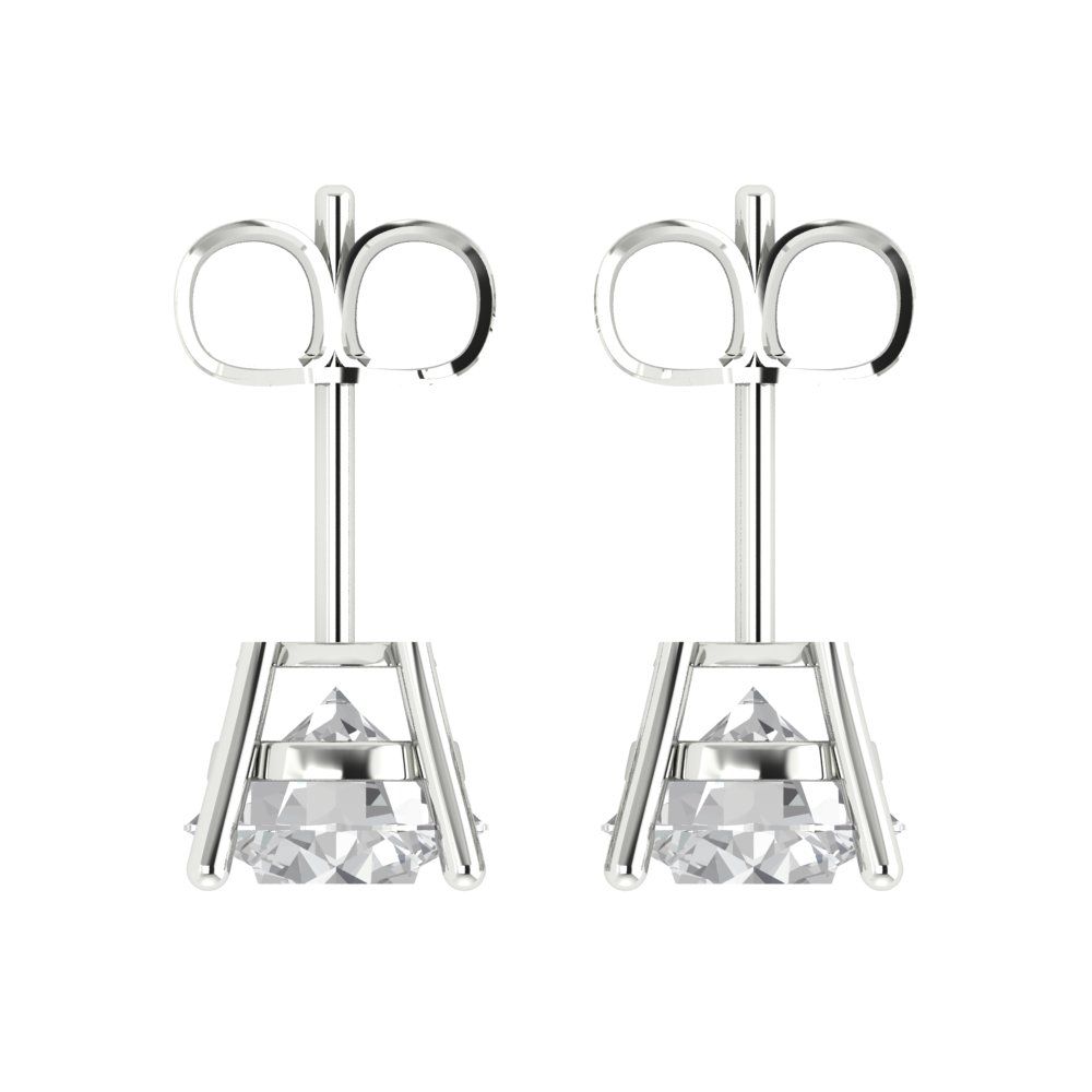 4cttw Round Cut Moissanite Gold-Plated 925 Silver Push Back Stud Earrings