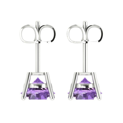4 ctw Alexandrite Studs Earrings | 8.0mm Round Cut White Gold Push Back | June Birthstone
