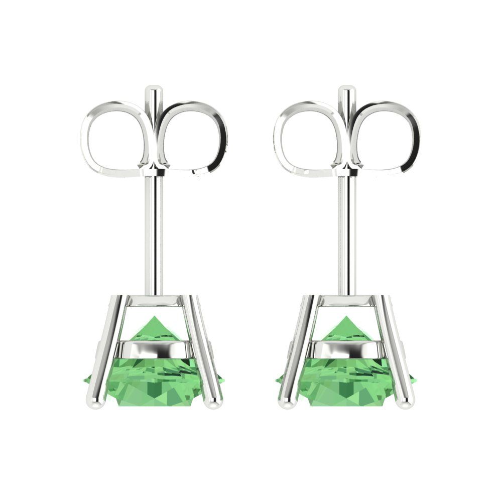 4cttw Round Cut Simulated Green Diamond Gold-Plated 925 Silver Push Back Stud Earrings