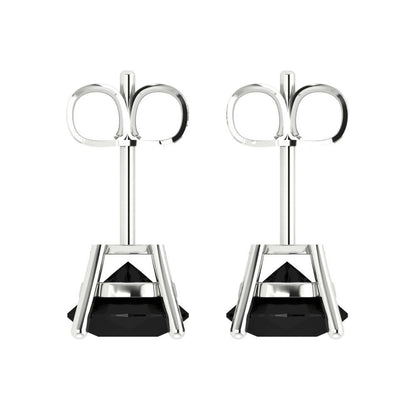 4 ctw Onyx Studs Earrings | 8.0mm Round Cut White Gold Push Back | July Birthstone