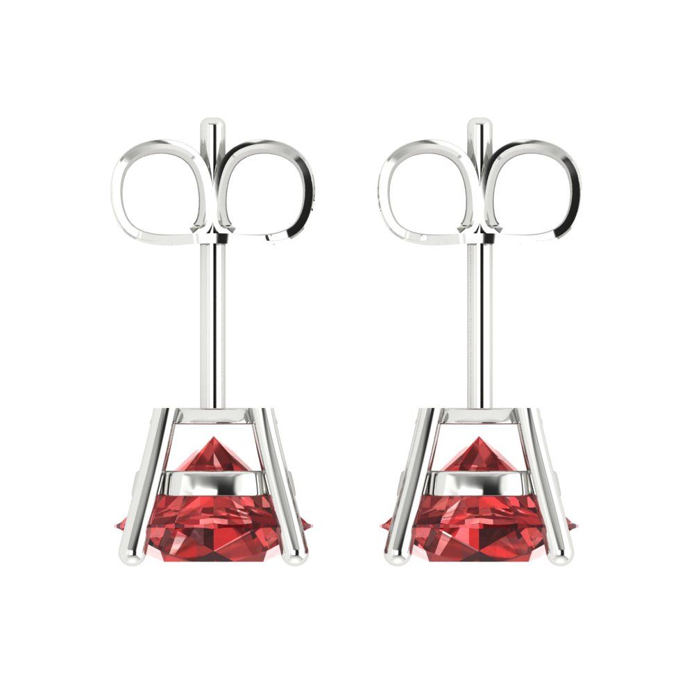 4cttw Round Cut Natural Garnet Gold-Plated 925 Silver Push Back Stud Earrings