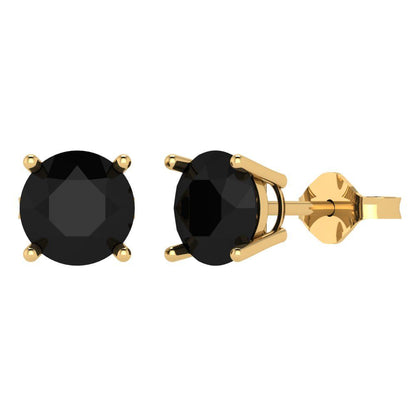 4 ctw Onyx Studs Earrings | 8.0mm Round Cut White Gold Push Back | July Birthstone