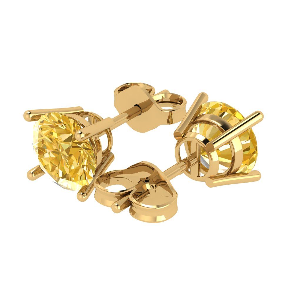 4 ctw Citrine Studs Earrings | 8.0mm Round Cut White Gold Push Back | November Birthstone