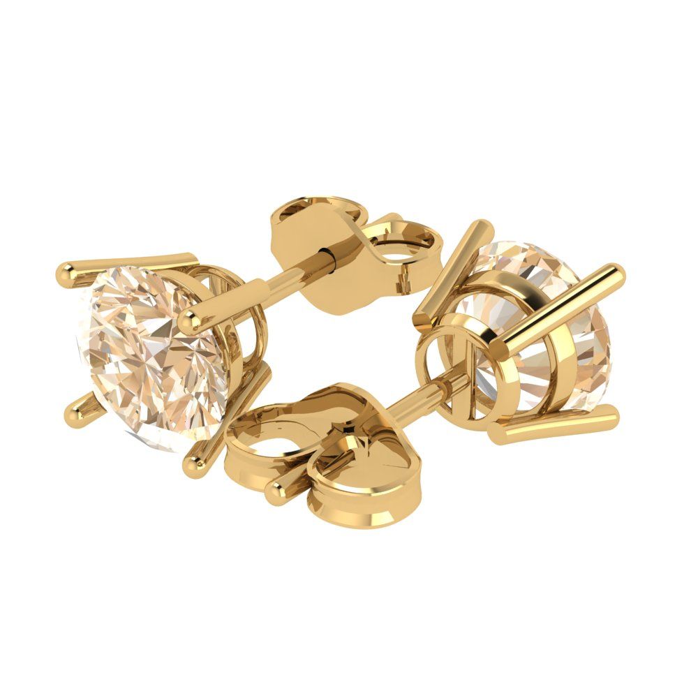 4 ctw Morganite Studs Earrings | 8.0mm Round Cut White Gold Push Back | February Birthstone