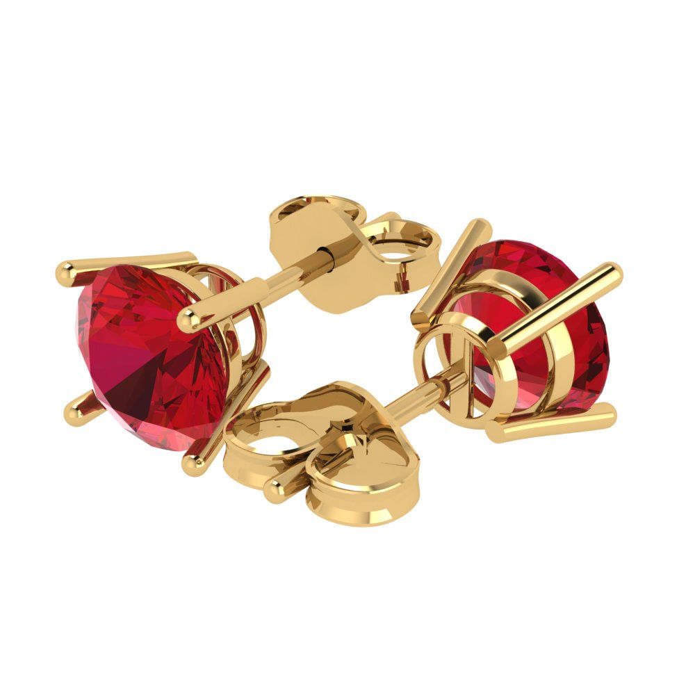 4 ctw Ruby Studs Earrings | 8.0mm Round Cut White Gold Push Back | July Birthstone
