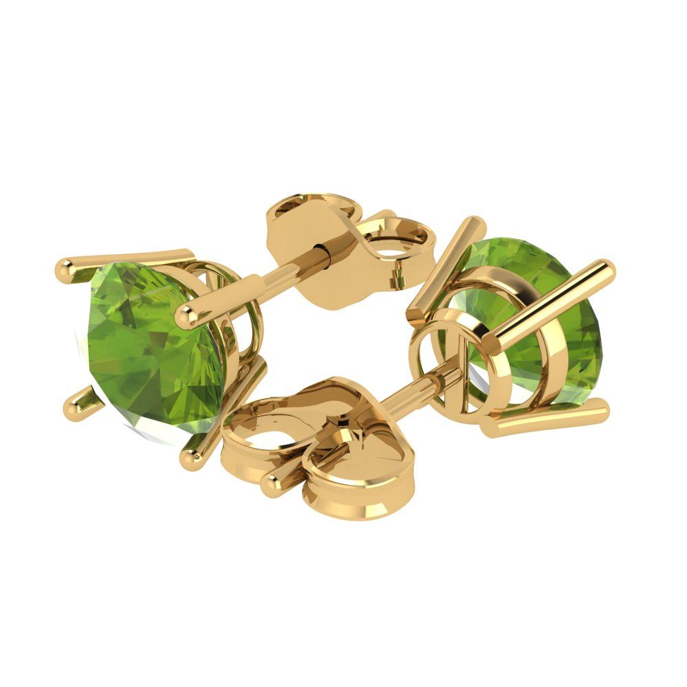 4 ctw Peridot Studs Earrings | 8.0mm Round Cut White Gold Push Back | August Birthstone