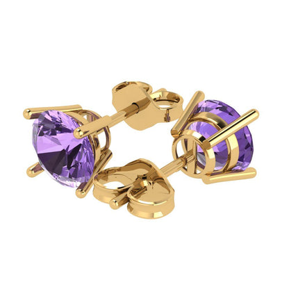 4 ctw Alexandrite Studs Earrings | 8.0mm Round Cut White Gold Push Back | June Birthstone