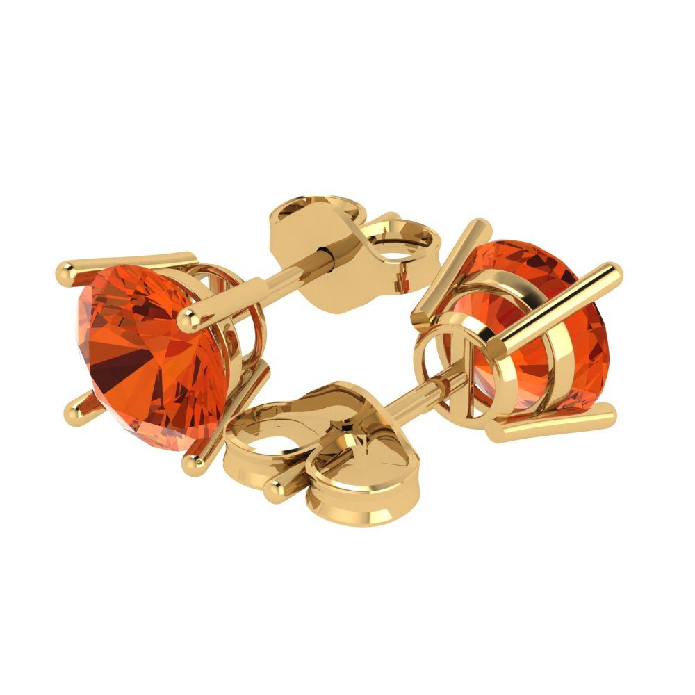 4cttw Round Cut Simulated Red Diamond Gold-Plated 925 Silver Push Back Stud Earrings